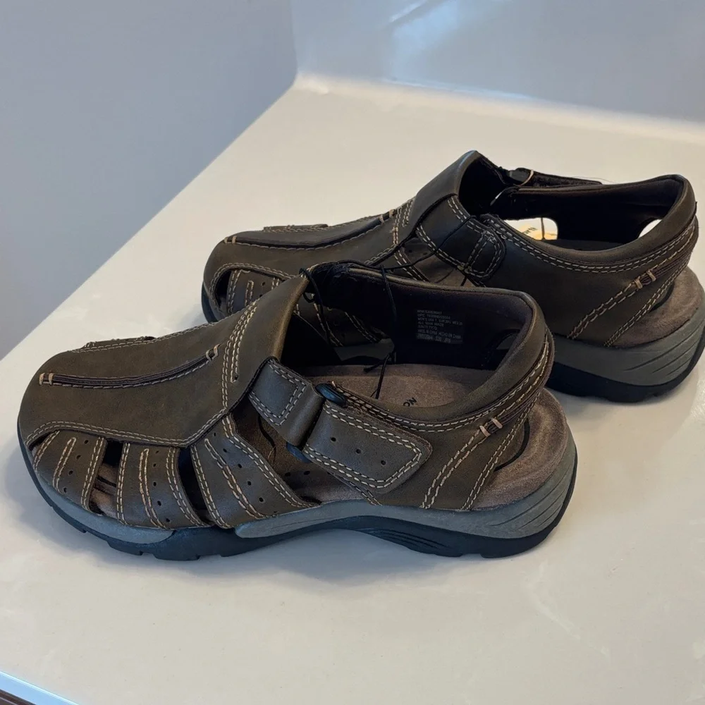 Earth Spirit NWT Men's Dark Brown Leather Fisherman Sandals
